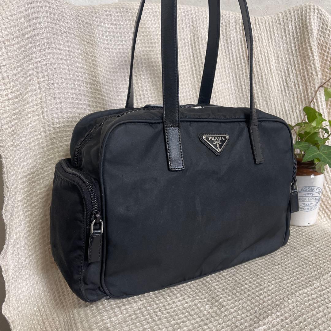 ◇ PRADA プラダ トートバッグ ナイロン×レザー ブラック ◇