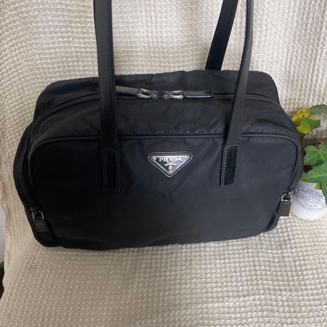 ◇ PRADA プラダ トートバッグ ナイロン×レザー ブラック ◇