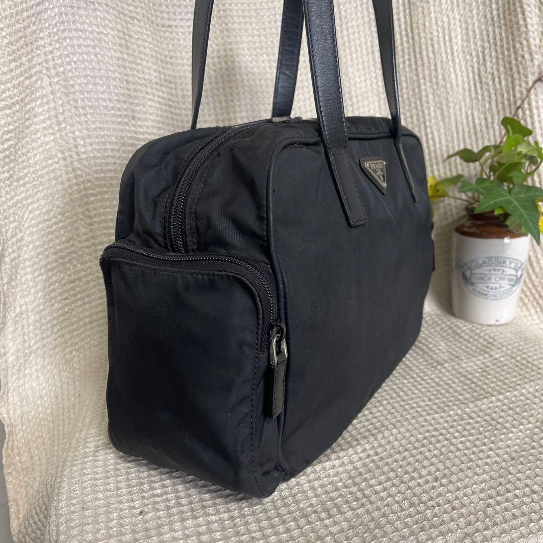 ◇ PRADA プラダ トートバッグ ナイロン×レザー ブラック ◇
