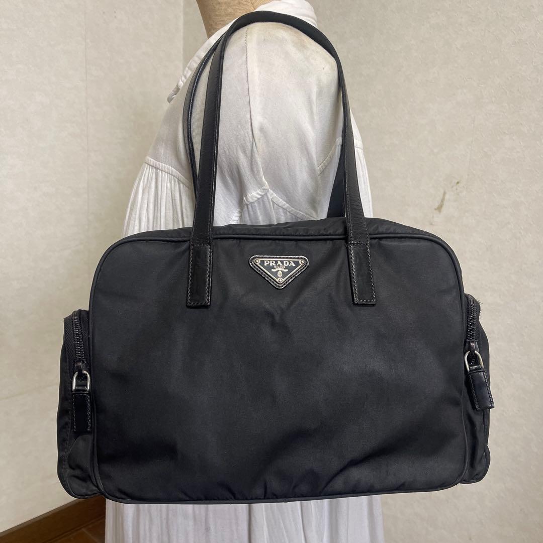 ◇ PRADA プラダ トートバッグ ナイロン×レザー ブラック ◇