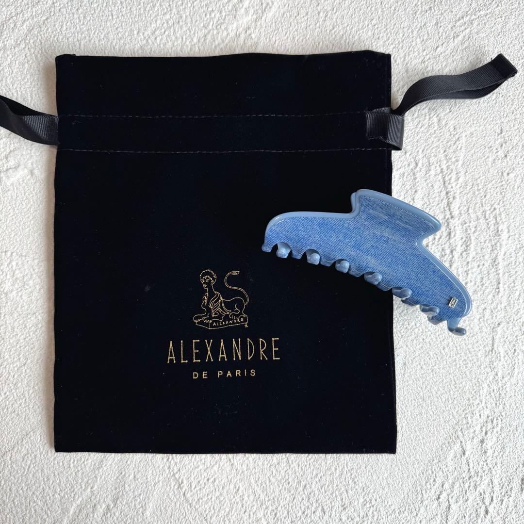 完売品 ALEXANDRE DE PARIS ブルーデニム バレッタ クリップ
