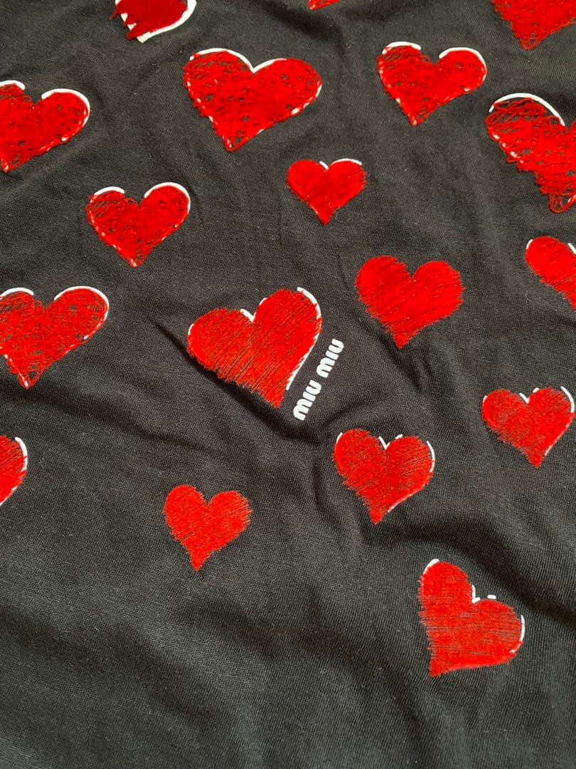 miu miu ミュウミュウ ハート柄 Tシャツ Lサイズ