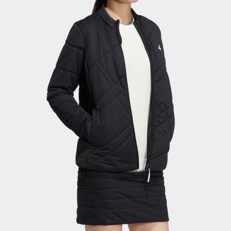 【M】秋冬 アディダス ゴルフ 保温 キルティング 中綿セットアップ 黒