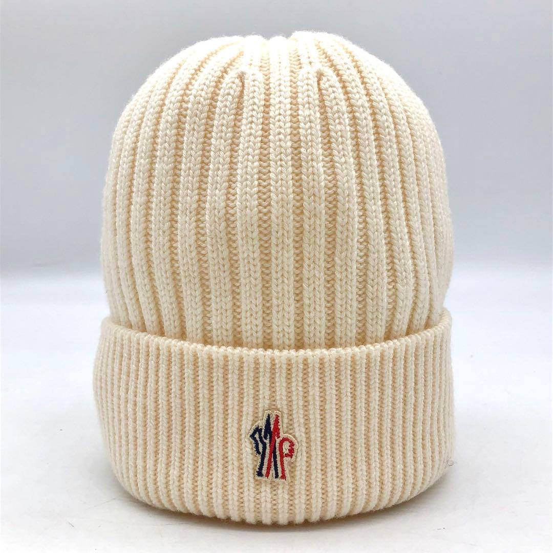 【未使用級】MONCLER GRENOBLE ニット帽 マグリア ロゴ ホワイト