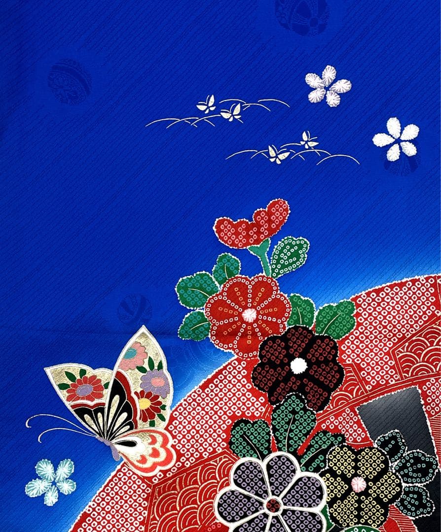 ◎mk-3457　七五三　女の子　着物・襦袢セット　金駒刺繍　　12-15