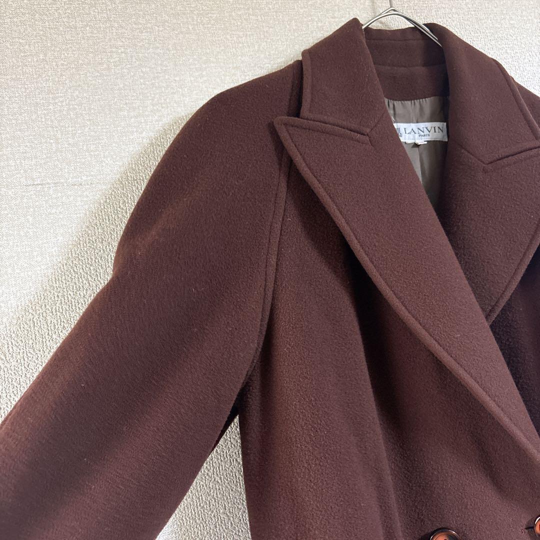 LANVIN 80s ヴィンテージ　ウールロングコート　フランス製　茶色
