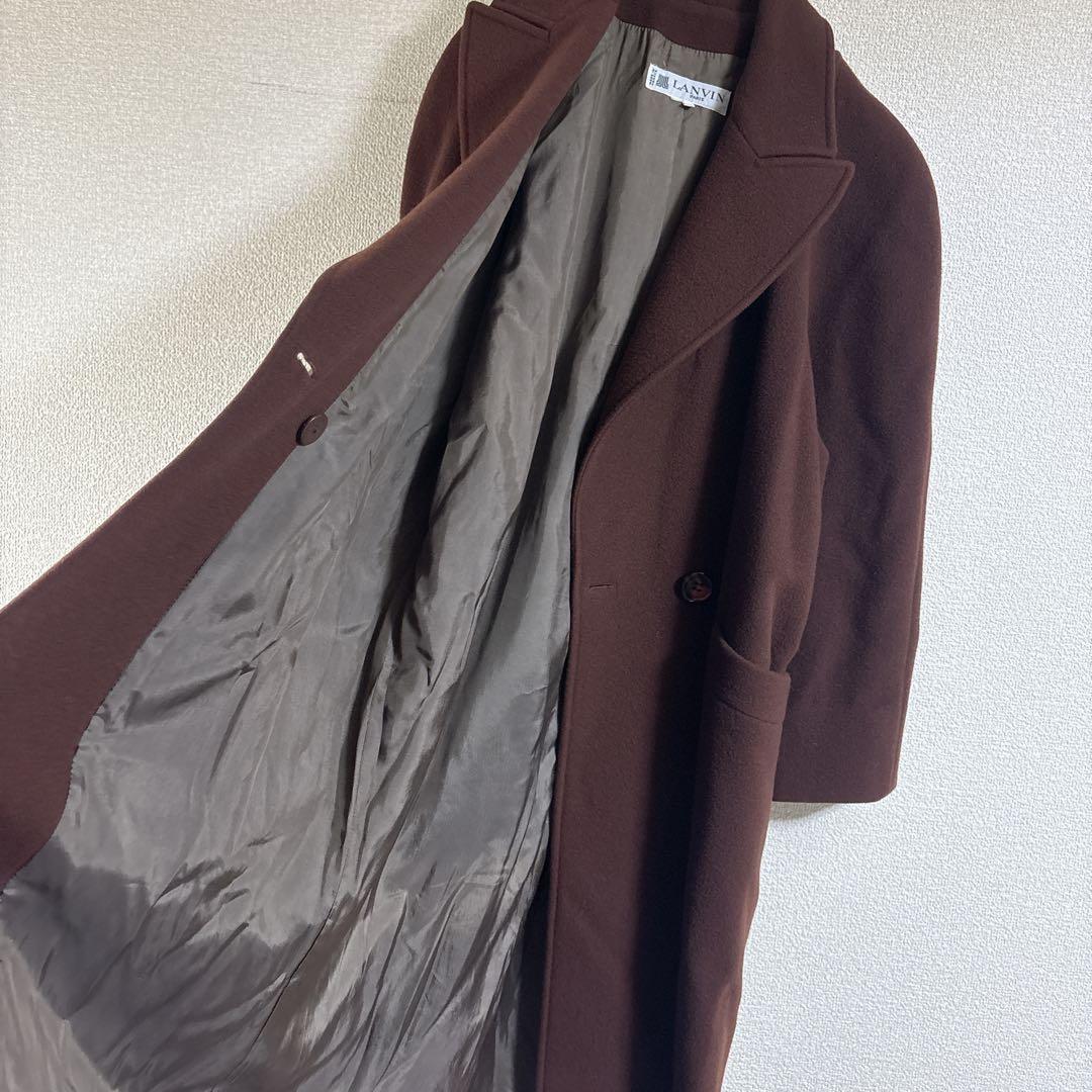 LANVIN 80s ヴィンテージ　ウールロングコート　フランス製　茶色