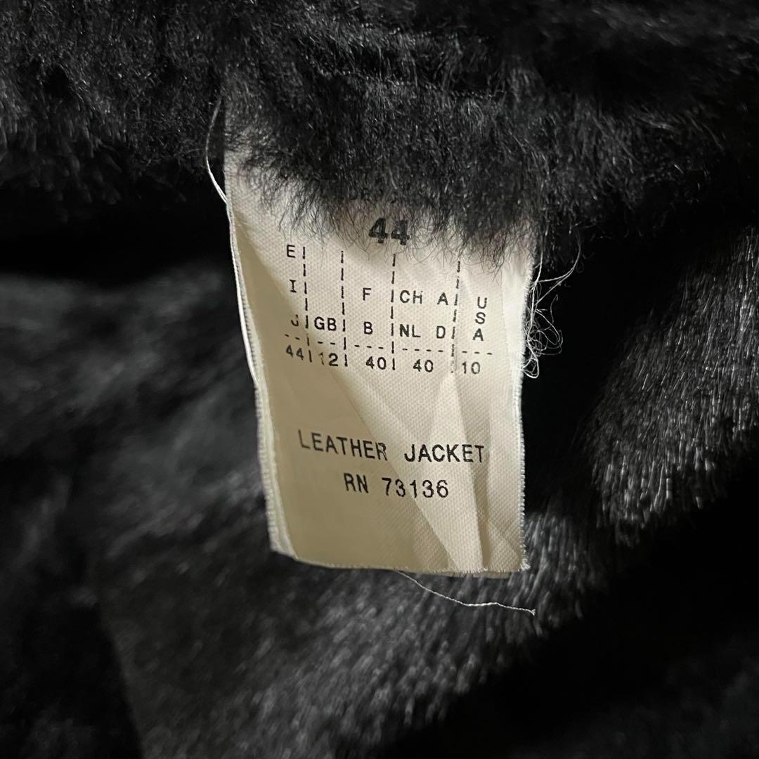 【希少】ペニーブラック 羊革 レザーコート リアルファー ロング丈 Lサイズ