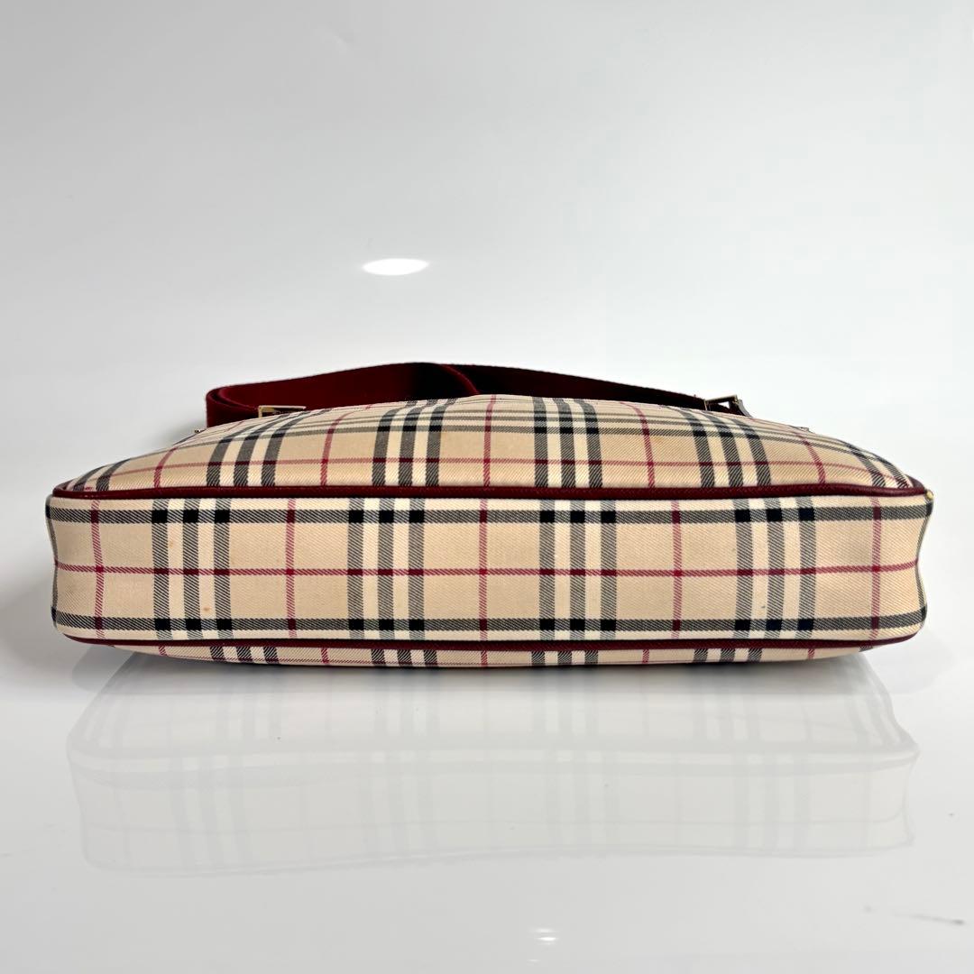 美品 バーバリー ノバチェック ショルダーバッグ レザー キャンバス