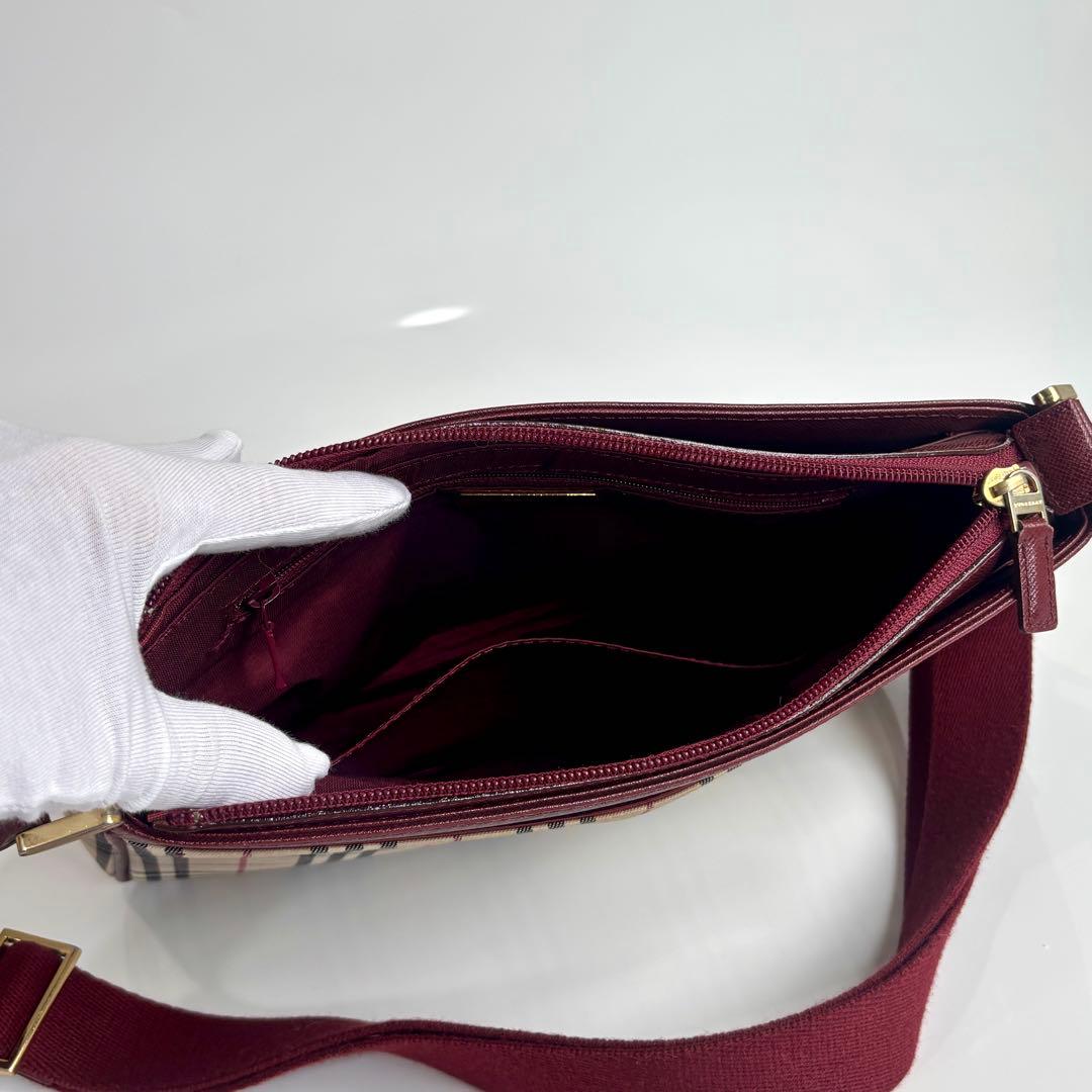 美品 バーバリー ノバチェック ショルダーバッグ レザー キャンバス