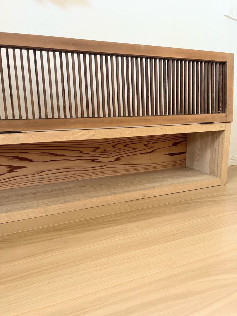 【無垢・木製ルーバー】吊り戸棚&置き棚　木製ガラリ