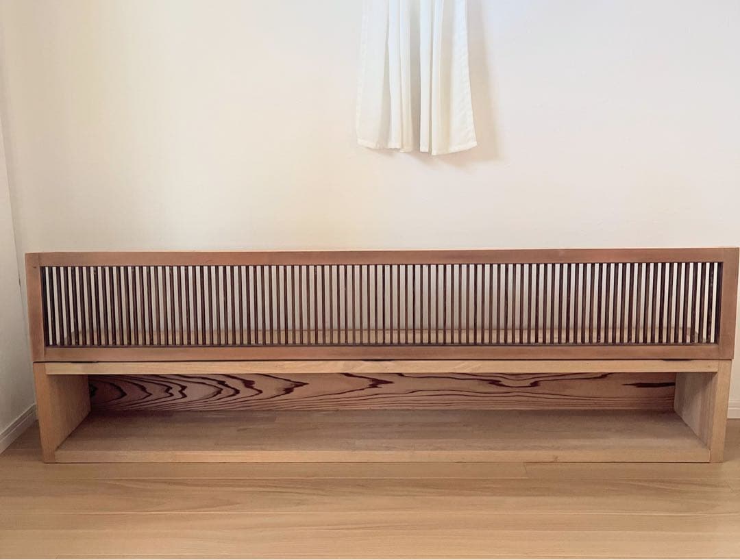 【無垢・木製ルーバー】吊り戸棚&置き棚　木製ガラリ