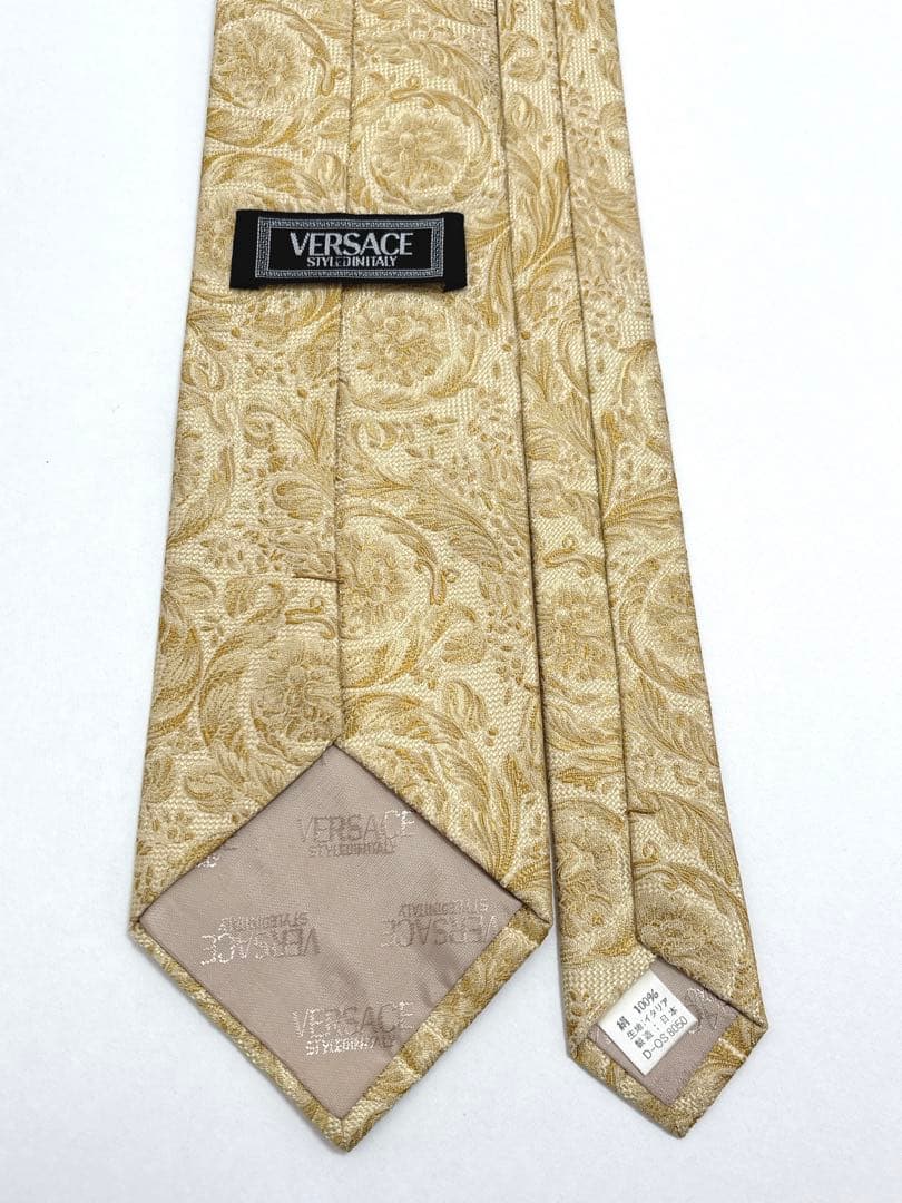 ヴェルサーチ ネクタイ シルク バロック 刺繍 ジャカード ゴールド 美品