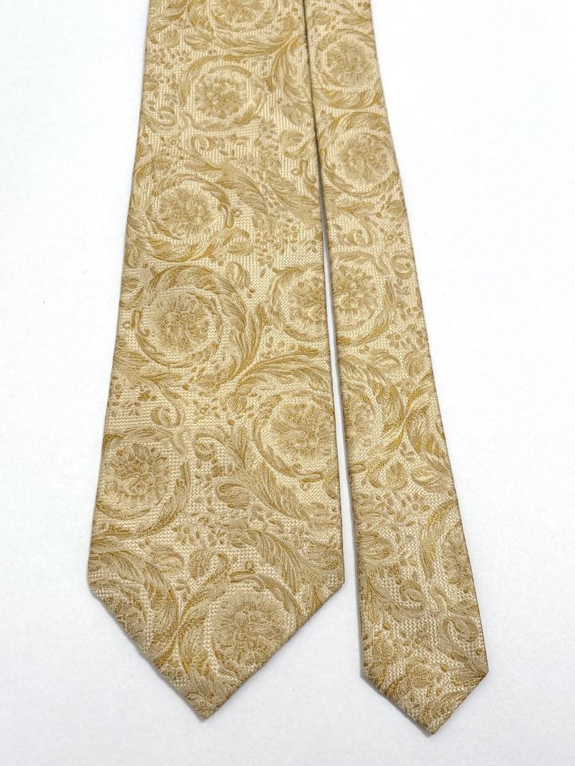 ヴェルサーチ ネクタイ シルク バロック 刺繍 ジャカード ゴールド 美品