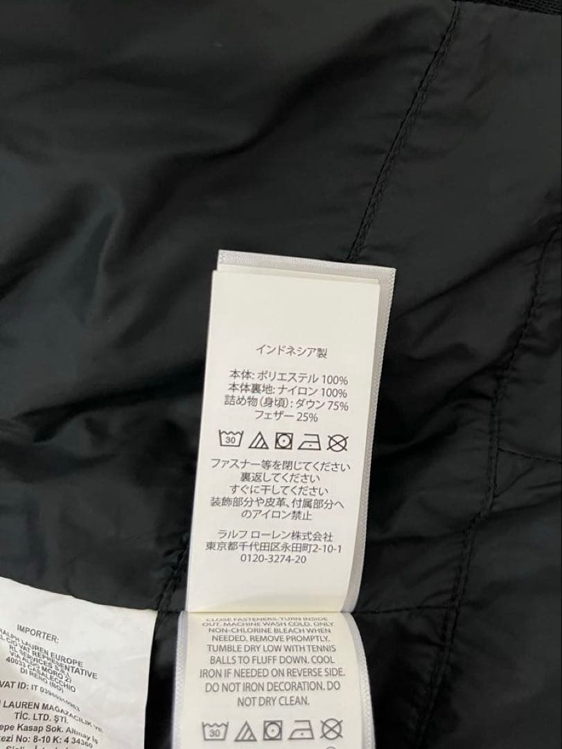 POLO RALPH LAUREN：ビッグポニー刺繍 ダウンベスト　黒