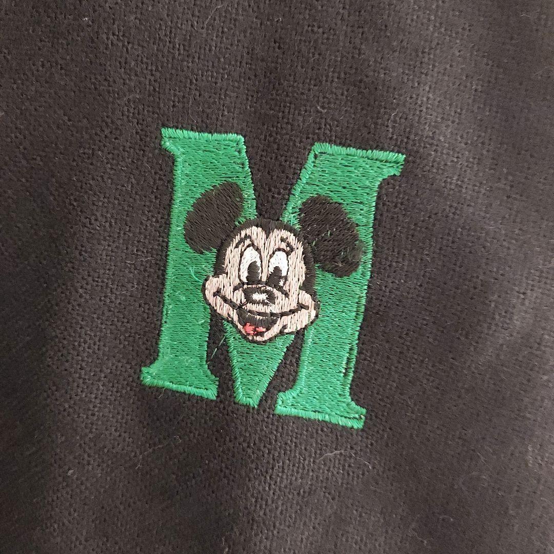 【DISNEY】ディズニー 背面ビッグ刺繍 袖レザー スタジャン M 黒