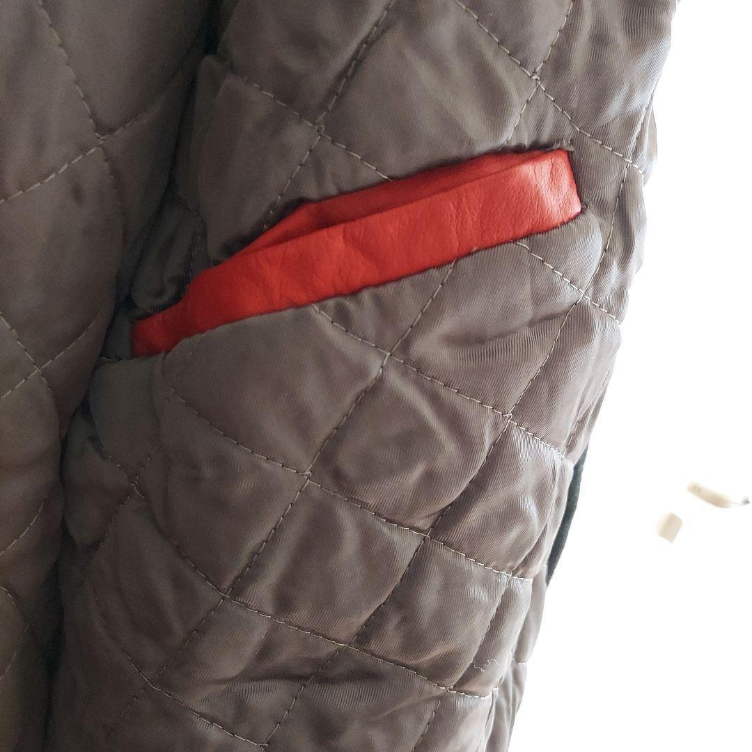 【DISNEY】ディズニー 背面ビッグ刺繍 袖レザー スタジャン M 黒