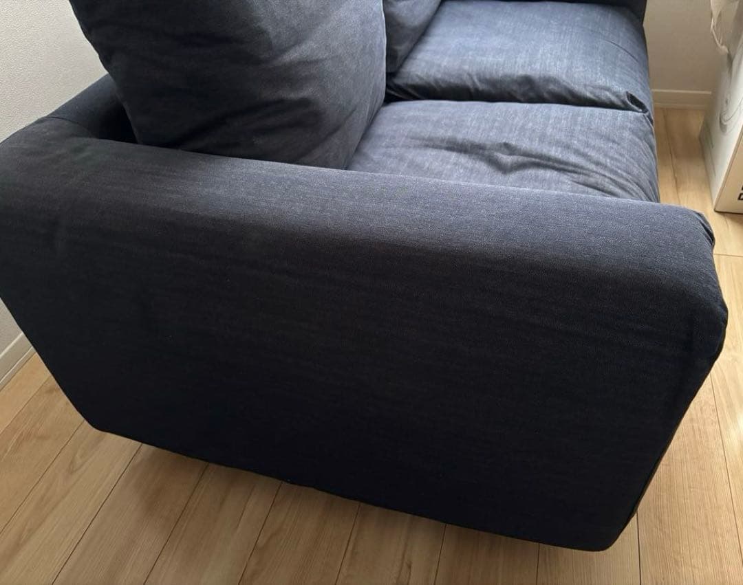 無印良品/ソファ本体・２シーター・フェザー・ポケットコイル/綿デニムカバー