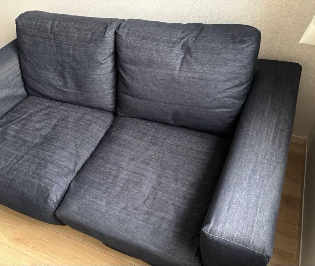 無印良品/ソファ本体・２シーター・フェザー・ポケットコイル/綿デニムカバー
