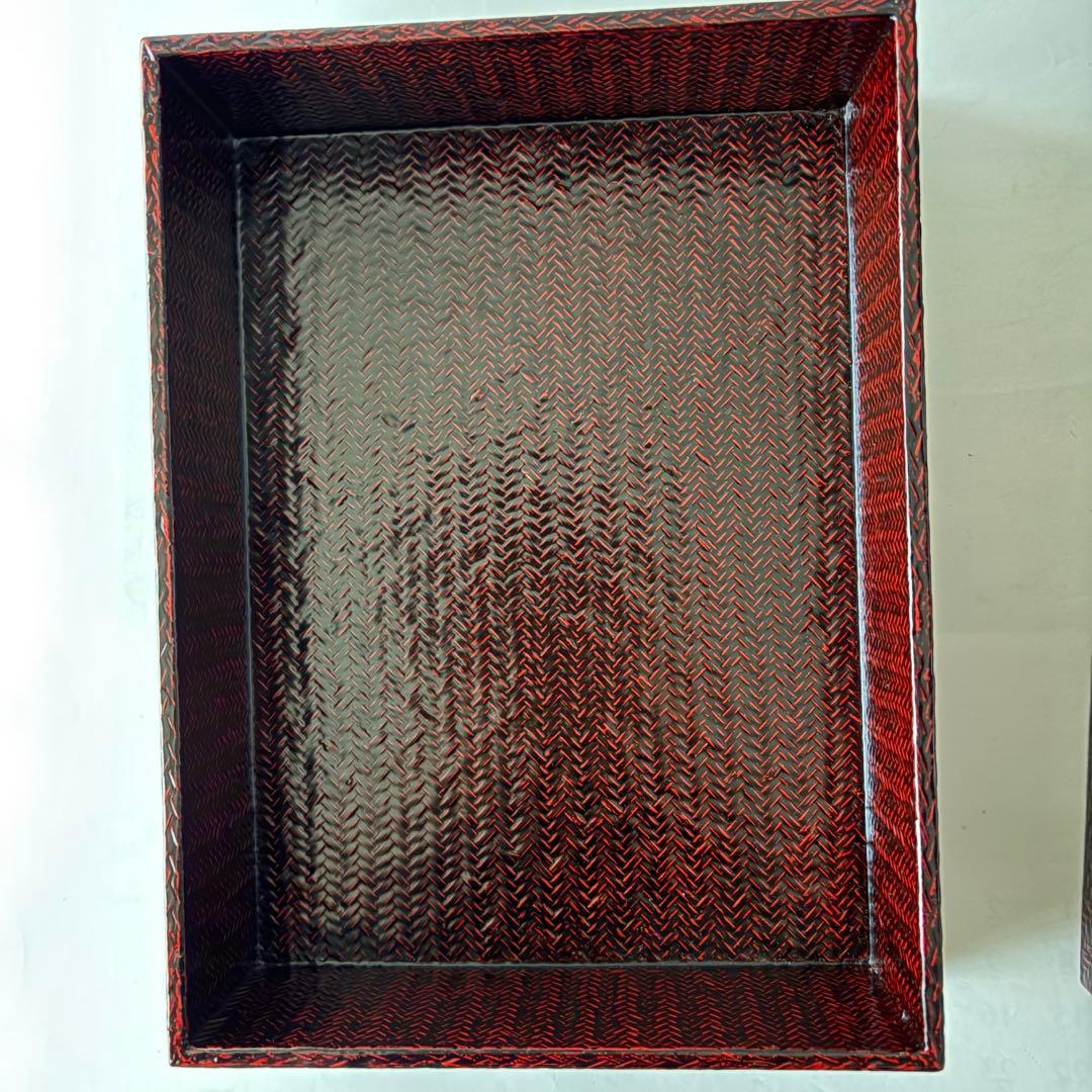 新品未使用　木箱入り　籃胎漆器 書類箱　文箱　九藍　訳あり