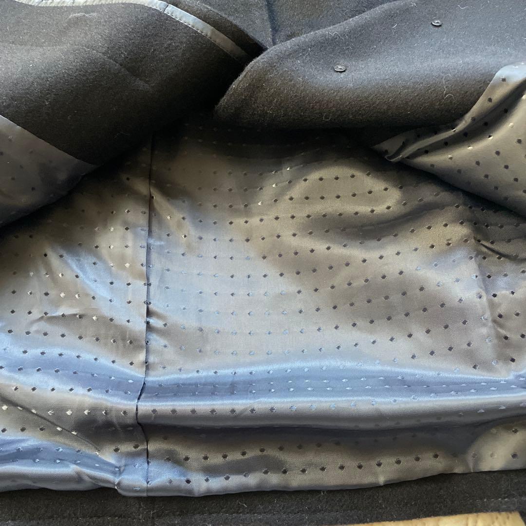 ルイルエブティック　フォックスファー付きケープコート　ブラック　3L ウール　黒