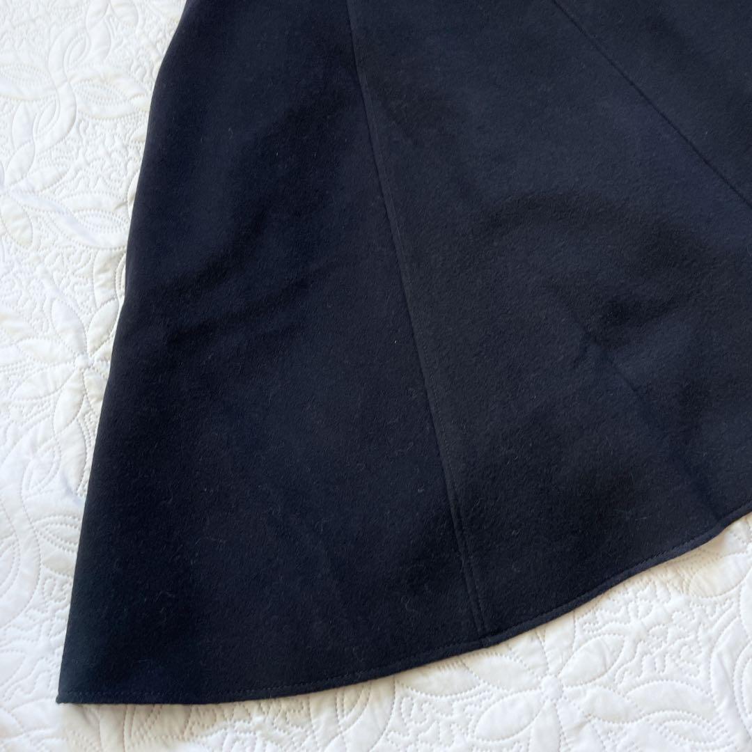 ルイルエブティック　フォックスファー付きケープコート　ブラック　3L ウール　黒