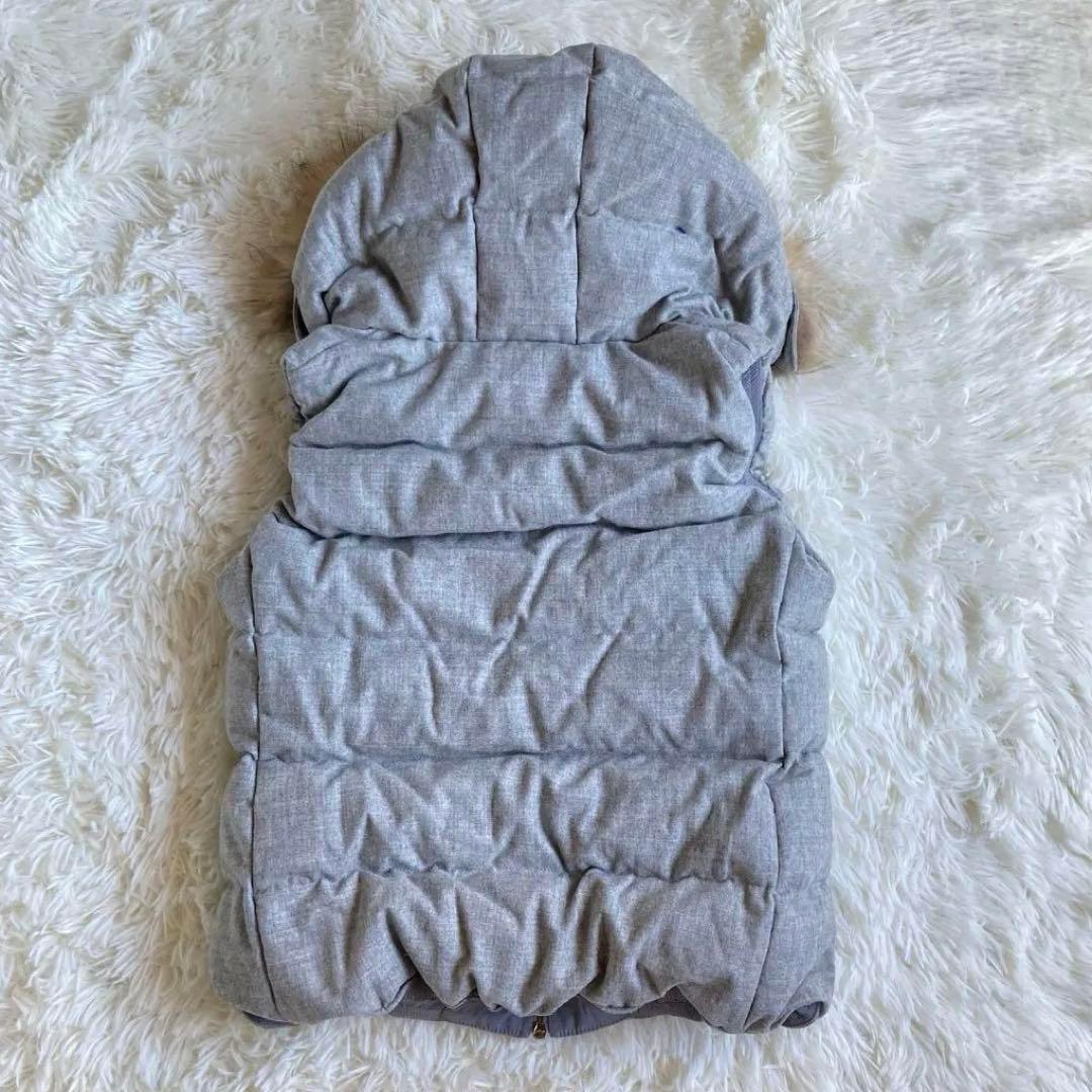 タトラス ダウンベスト ファー フード カシミヤ 金具ゴールド グレー