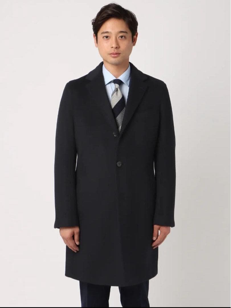 SUIT SQUARE スーツスクエア　チェスターコート メンズ　ネイビー　S