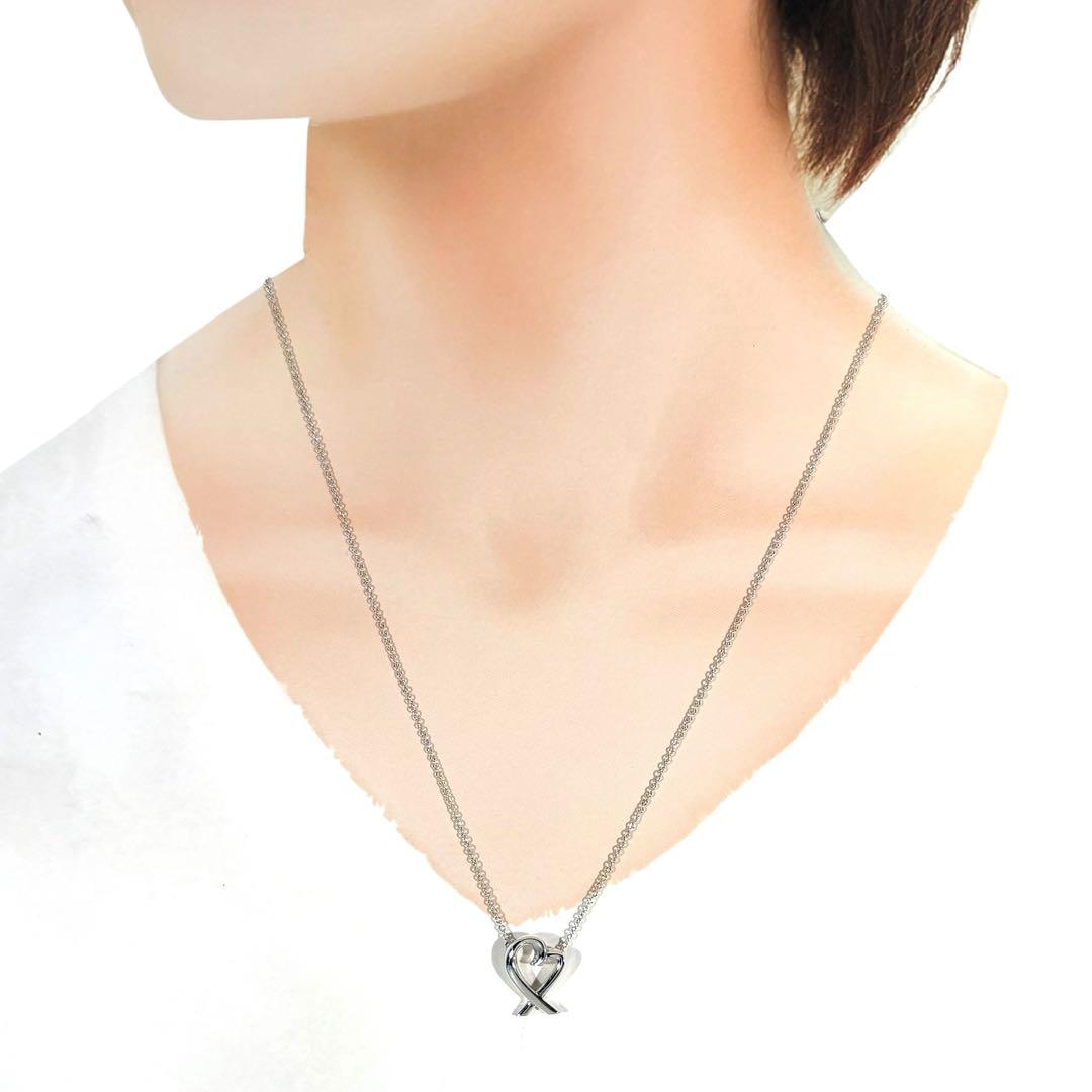 【光沢艶感仕上げ】 ティファニー ラビングハート ネックレス シルバー925