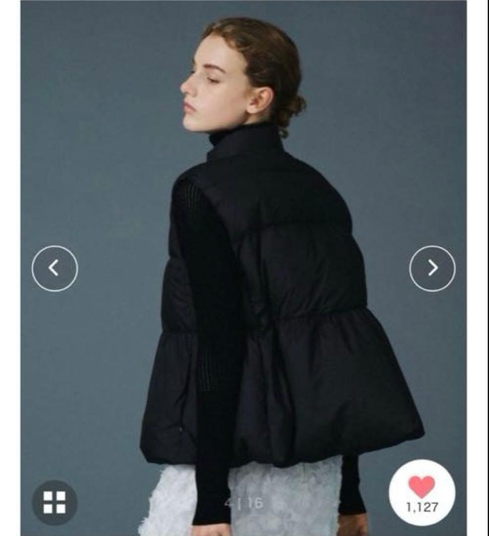 美品 PaDD エストネーション ブラック ペプラムダウンベスト S