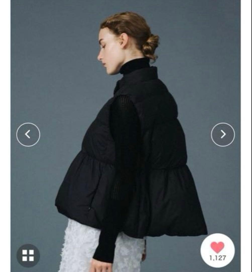 美品 PaDD エストネーション ブラック ペプラムダウンベスト S