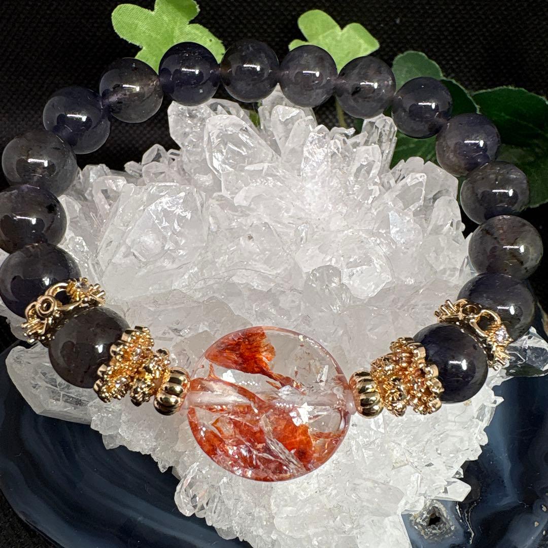 ＊蓮華様＊ライモナイトインクォーツ　アイオライト　ブレスレット