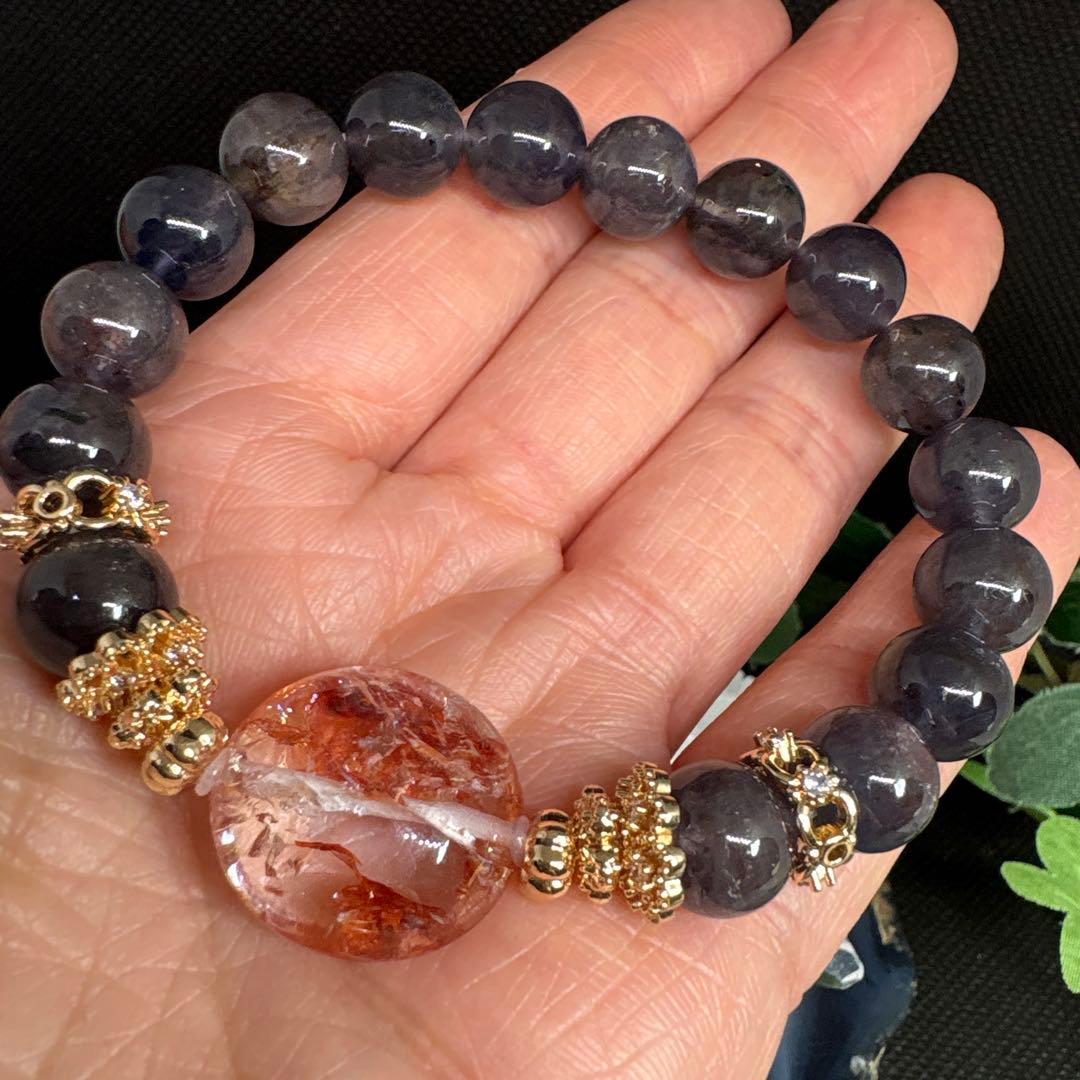 ＊蓮華様＊ライモナイトインクォーツ　アイオライト　ブレスレット