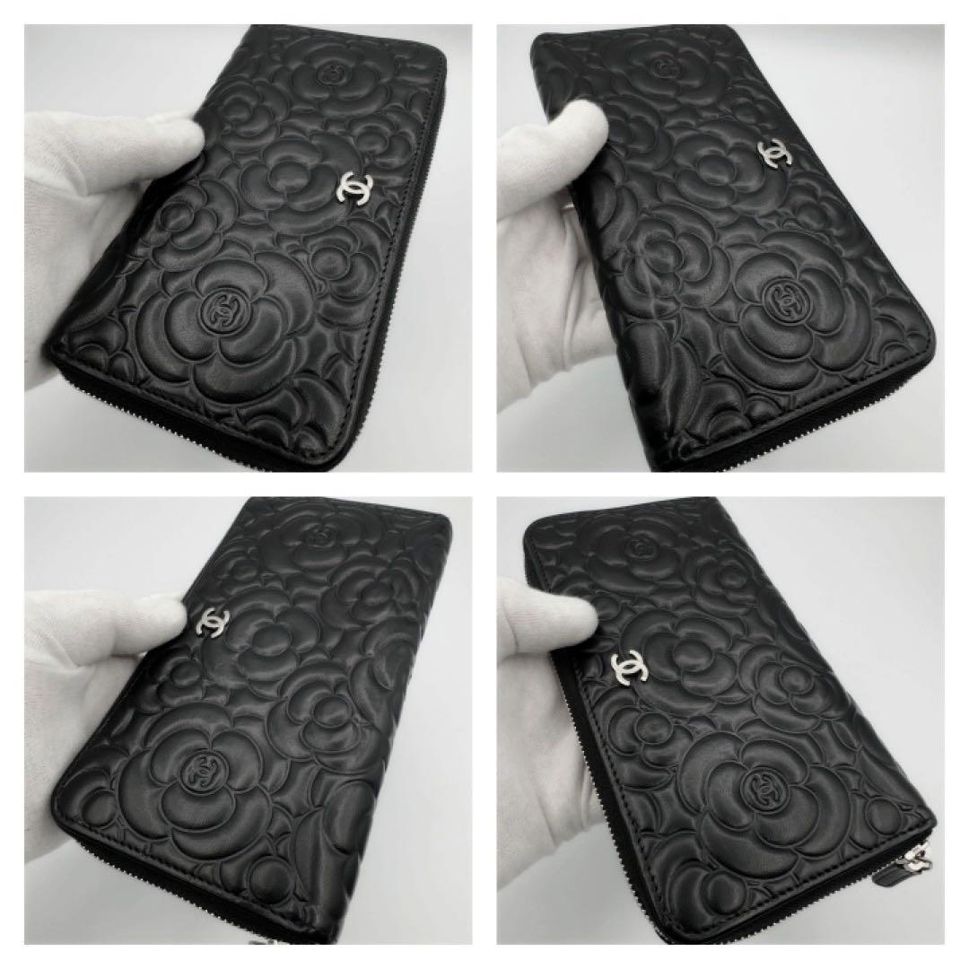 ギフト対応　国内正規品　シャネル財布　マトラッセ　カメリア　ラウンドファスナー