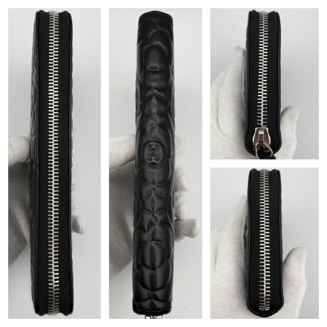 ギフト対応　国内正規品　シャネル財布　マトラッセ　カメリア　ラウンドファスナー