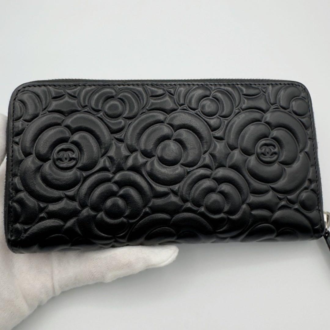 ギフト対応　国内正規品　シャネル財布　マトラッセ　カメリア　ラウンドファスナー