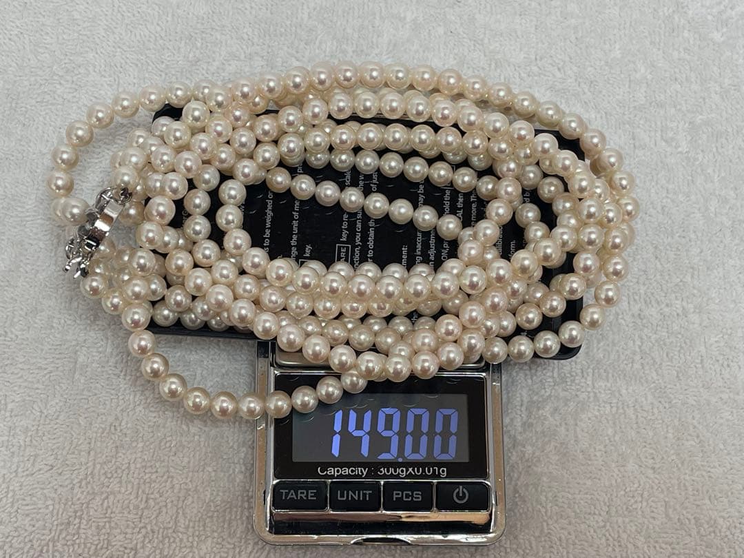 【美品】ミキモト アコヤ K14WG 2連 ロング パールネックレス 6.5mm