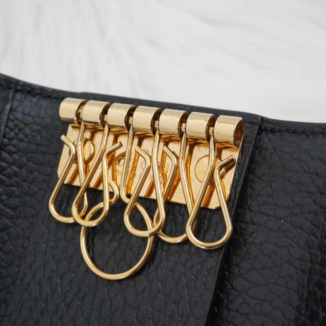 未使用級　新品同様　GUCCI グッチ　キーケース　GG柄 マーモント　エボニー