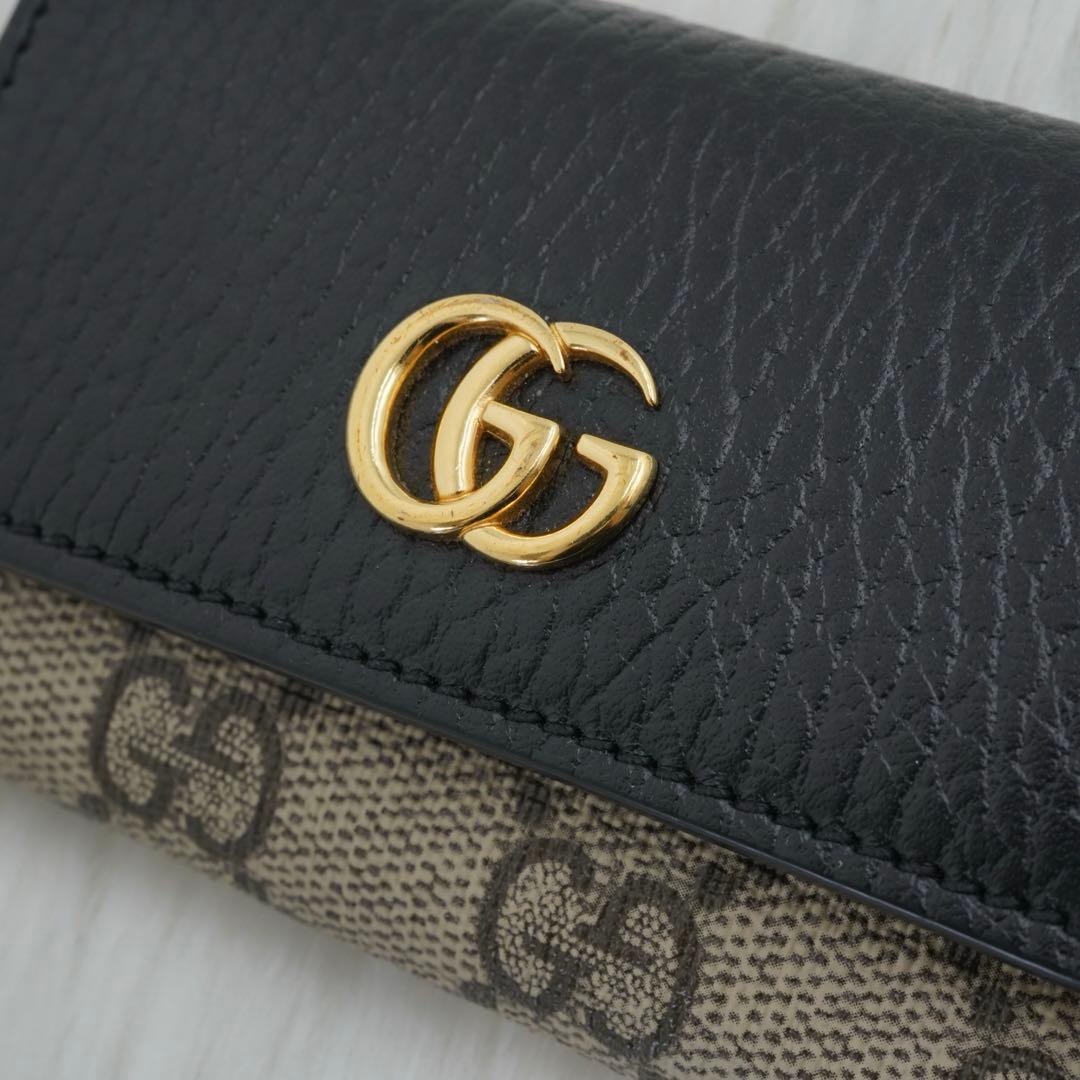 未使用級　新品同様　GUCCI グッチ　キーケース　GG柄 マーモント　エボニー
