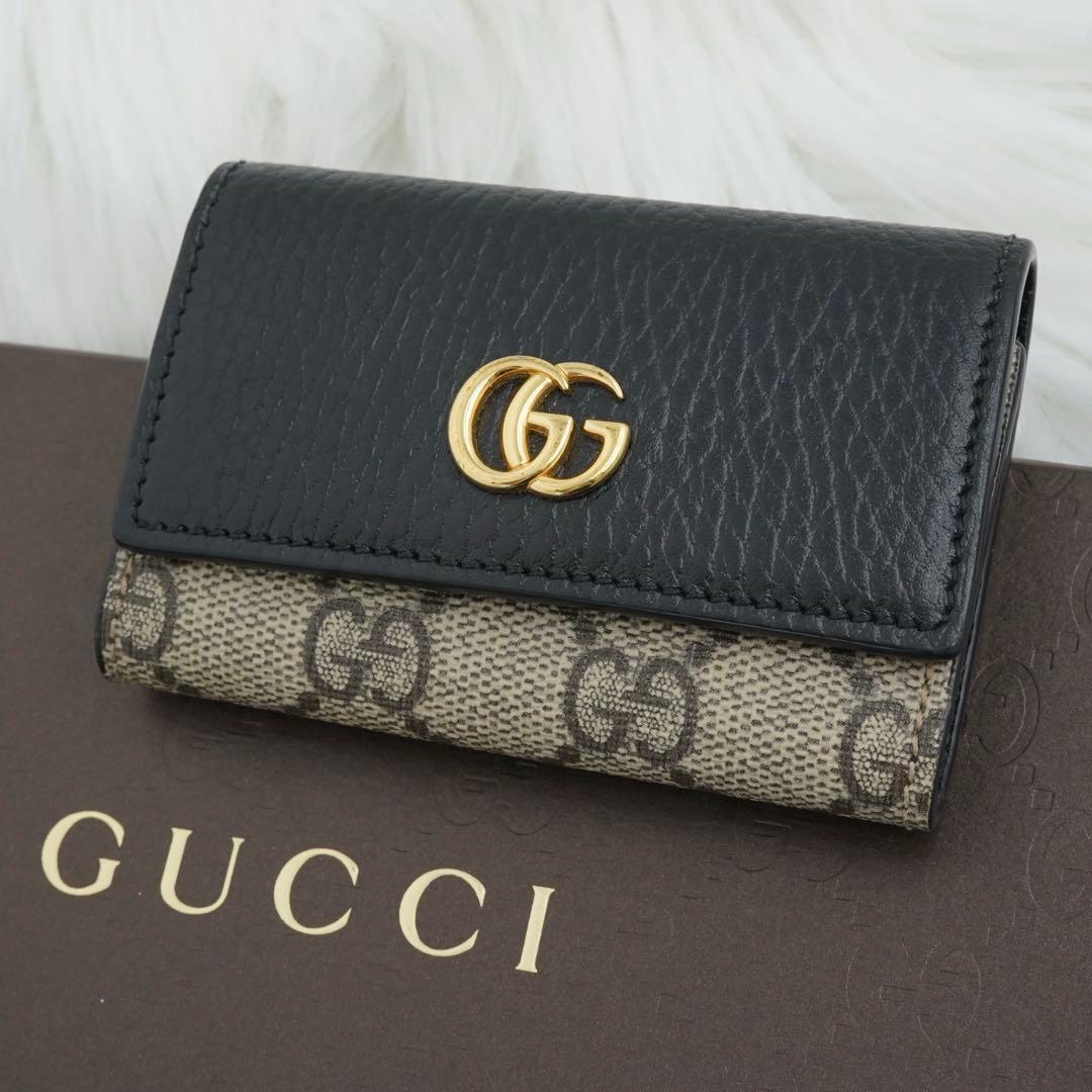 未使用級　新品同様　GUCCI グッチ　キーケース　GG柄 マーモント　エボニー