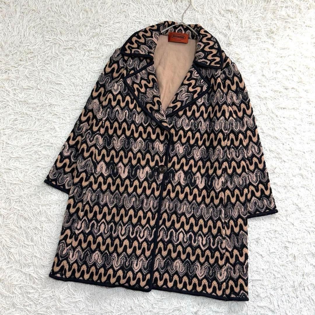 17049✨ミッソーニ ウール イタリア製 総柄 チェスターコート ロングコート