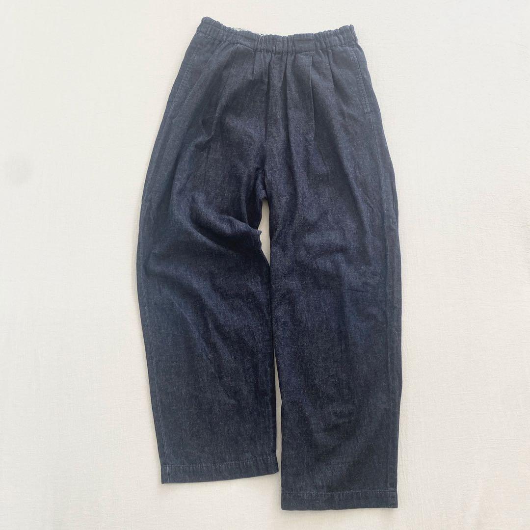 かぐれ⟡.綿麻デニムイージーパンツ コットンリネンインディゴ日本製