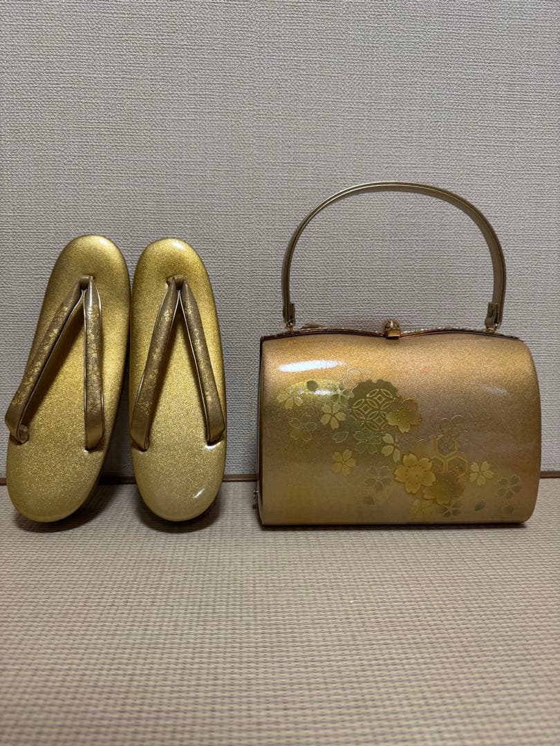 【未使用】和装用バッグ 本革　草履セット　50,000円のお品