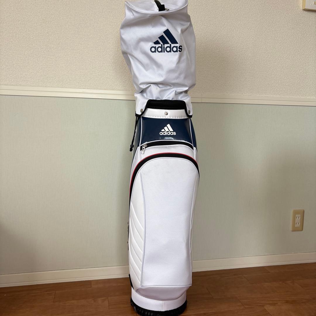 adidas キャディバッグ ホワイト・ネイビー・レッド