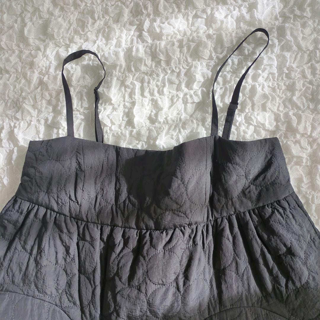 【極美品】UN3D. キルティングキャミワンピース 　38 ボリューム ブラック