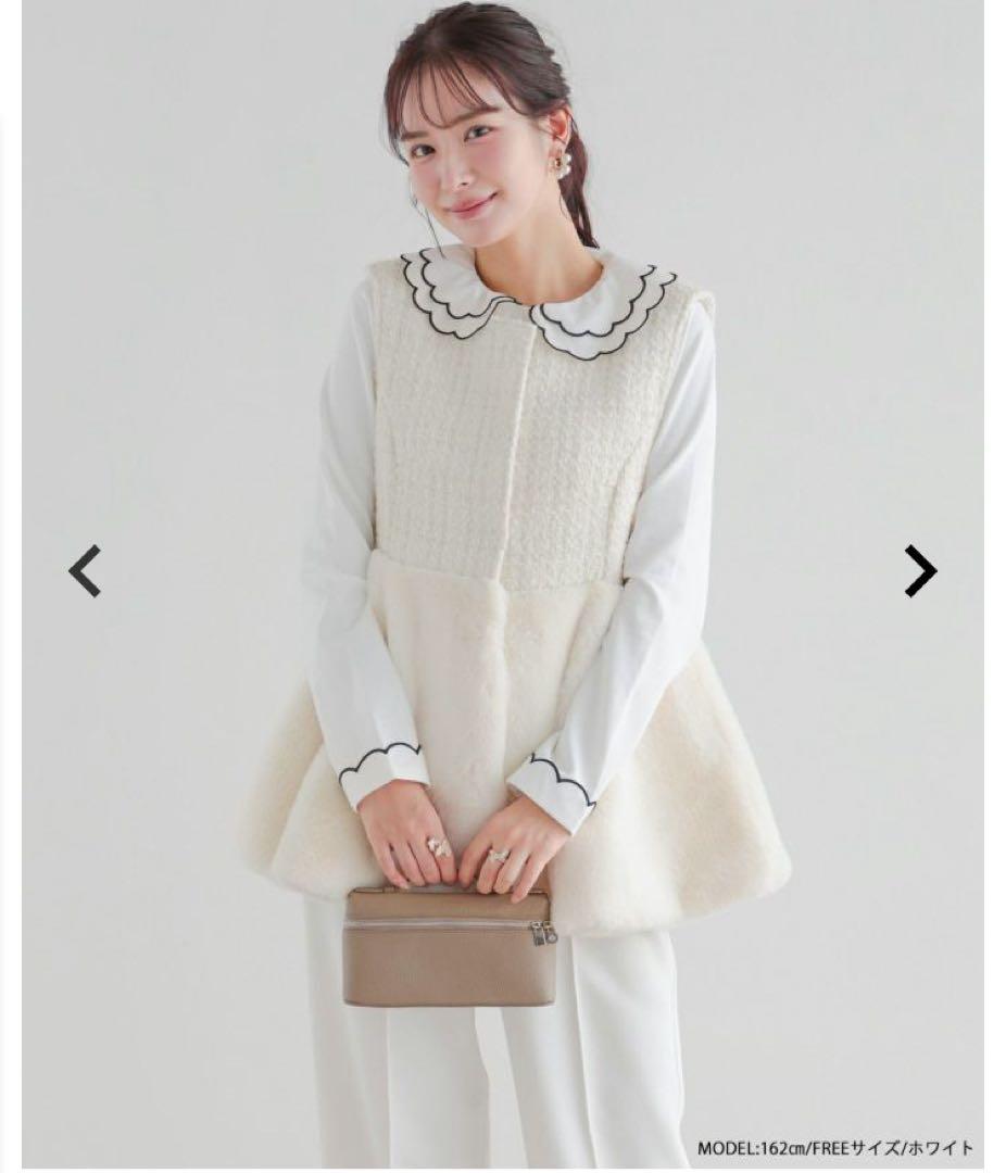 fitmore 新品未使用 刺繍ダブルカラーレイヤードロングスリーブトップス