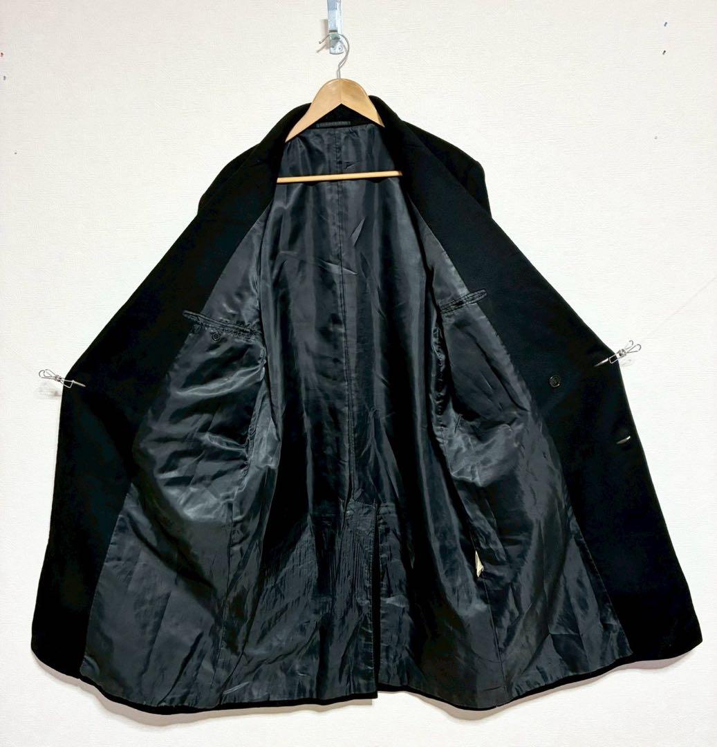m948◆カシミヤ100%◆トレンチロングコート◆黒 ダブルブレスト