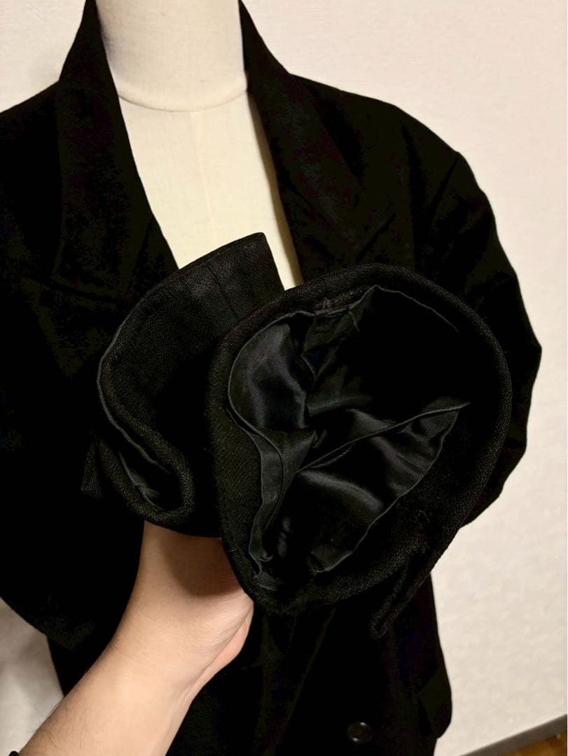 m948◆カシミヤ100%◆トレンチロングコート◆黒 ダブルブレスト