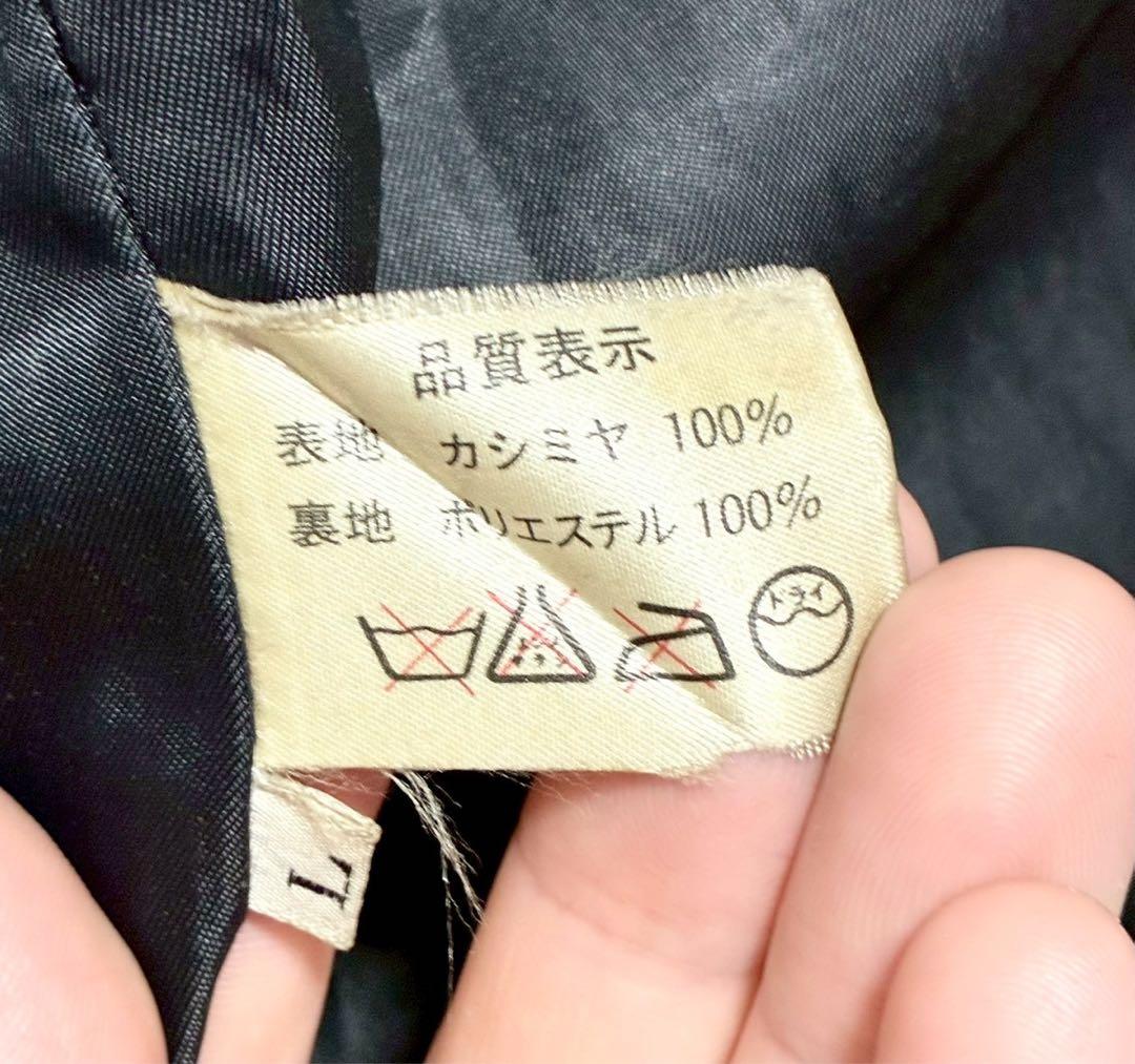 m948◆カシミヤ100%◆トレンチロングコート◆黒 ダブルブレスト