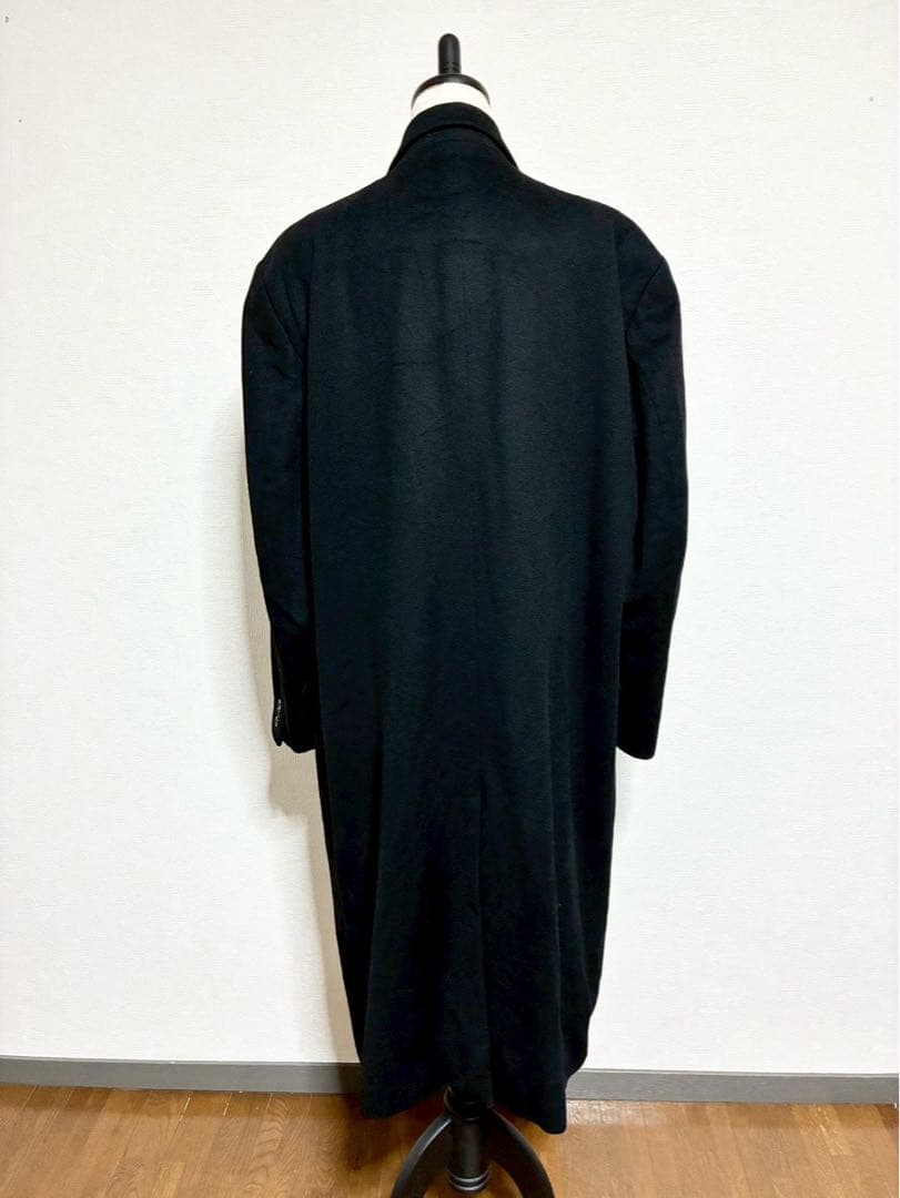 m948◆カシミヤ100%◆トレンチロングコート◆黒 ダブルブレスト